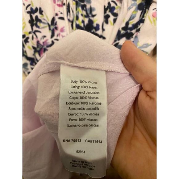 Jessica Simpson Small Mini Nursing Dress White Blue Floral V-Neck Maternity - Picture 10 of 12